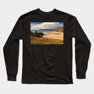 A sunny winter afternoon at Three Cliffs Bay, Gower Long Sleeve T-Shirt